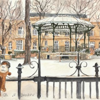 Painting titled "Le DOUDOU perdu dan…" by Catherine Rossi, Original Artwork, Watercolor