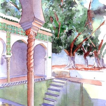 Painting titled "Villa Abd El-Tif l'…" by Catherine Rossi, Original Artwork, Watercolor