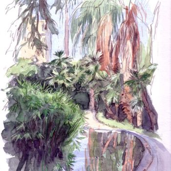 Painting titled "Parc de la Liberté…" by Catherine Rossi, Original Artwork, Watercolor