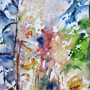 Картина под названием "la danse des arbres" - Catherine Saint Fontaine, Подлинное произведение искусства, Акварель