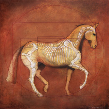 Painting titled "Da Vinci Horse in P…" by Catherine Twomey, Original Artwork, Oil