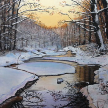 Drawing titled "Au coeur de l'HIVER" by Catherine Wernette, Original Artwork, Pastel