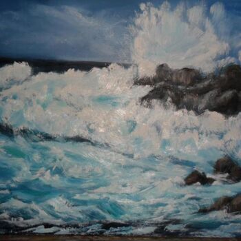 Pittura intitolato "Mare in tempesta" da Catia Biso, Opera d'arte originale, Olio