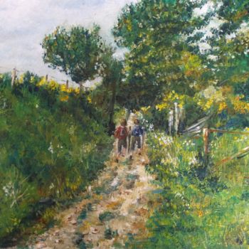 Pintura intitulada "GR 65 sur le chemin…" por Catherine Cabé (CAT.), Obras de arte originais, Óleo