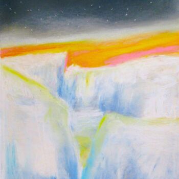 Dessin intitulée "une étendue d'eau l…" par Ludovic Catry, Œuvre d'art originale, Pastel