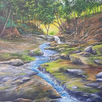 Painting titled "Cachoeira da macumba" by Cau Zacharias, Original Artwork, Oil