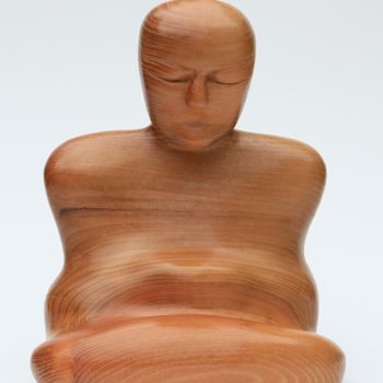 Sculpture titled "Bouddha" by Cécile Devezeaux De Lavergne, Original Artwork, Wood