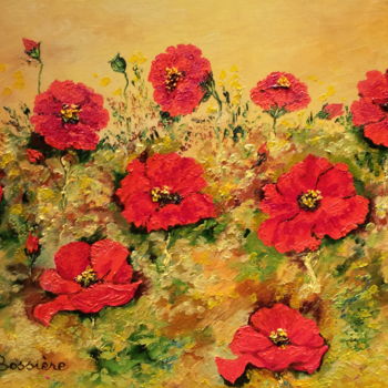 Painting titled "coquelicots-nouveau…" by Cécile Labossière, Original Artwork