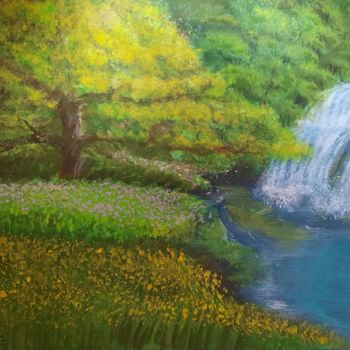 Painting titled "La cascade" by Cédric Fayasse, Original Artwork, Acrylic