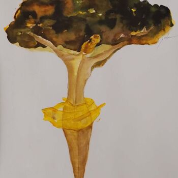 Peinture intitulée "le grand pin" par Cegede, Œuvre d'art originale, Encre
