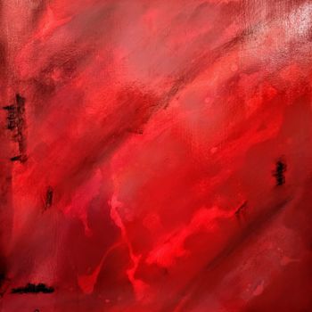 Картина под названием "Variation Rouge" - Fabienne Rolland, Подлинное произведение искусства, Акрил Установлен на Деревянная…