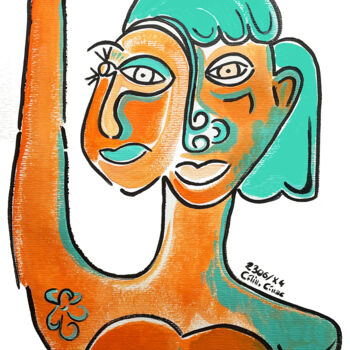 Peinture intitulée "« Dame au poil !»…" par Céline Cénac, Œuvre d'art originale, Acrylique