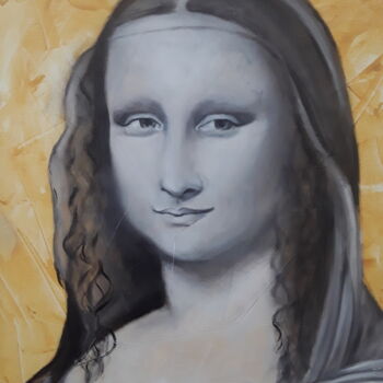 Painting titled "Mona" by Céline De Abreu, Original Artwork, Oil Mounted on Wood Stretcher frame