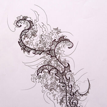 Rysunek zatytułowany „calligraphie 1” autorstwa Céline Dudoret, Oryginalna praca, Długopis żelowy