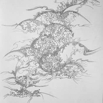 Drawing titled "calligraphie 25" by Céline Dudoret, Original Artwork, Gel pen