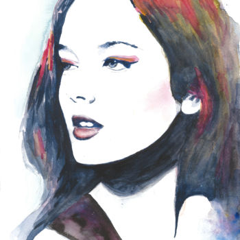 Painting titled "Lyra" by Céline Vicente, Original Artwork, Watercolor