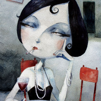 Peinture intitulée "la espera" par Cesar Ayllón, Œuvre d'art originale