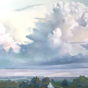 Картина под названием "wisconsin-clouds.jpg" - Caitlin Olson, Подлинное произведение искусства, Масло Установлен на Деревянн…