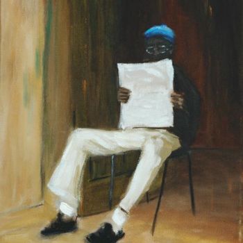 「Reading a Newspaper」というタイトルの絵画 Carlos Goulãoによって, オリジナルのアートワーク