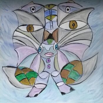 Pintura intitulada "Mystérieux papillon" por Chan Mengal, Obras de arte originais, Acrílico Montado em artwork_cat.