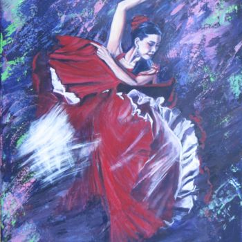 Painting titled "FLAMENCO" by Chantal Martin (chm), Original Artwork, Acrylic