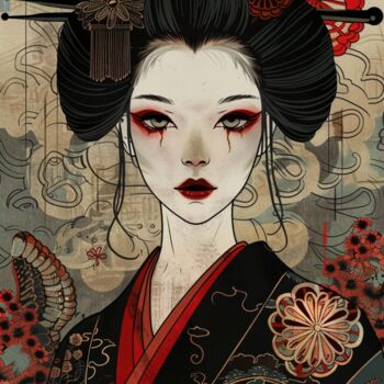 Arte digitale intitolato "JapandGeisha digita…" da Chantasia Art, Opera d'arte originale, Immagine generata dall'IA