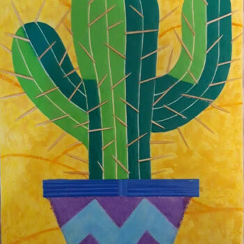 Pittura intitolato "Cactus in Pot" da Chantel Mitchell, Opera d'arte originale, Argilla