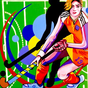 Pittura intitolato "La passion du Hockey" da Chanterax, Opera d'arte originale, Acrilico Montato su Telaio per barella in le…