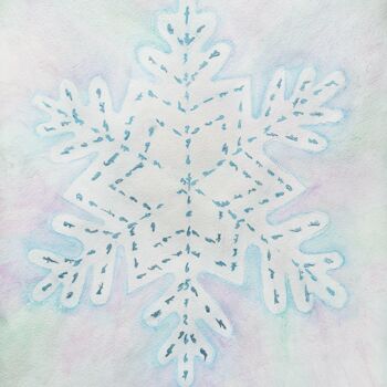Ζωγραφική με τίτλο "Crypto Snowflake -…" από Chaos Of Purple Experience, Αυθεντικά έργα τέχνης, Ακουαρέλα