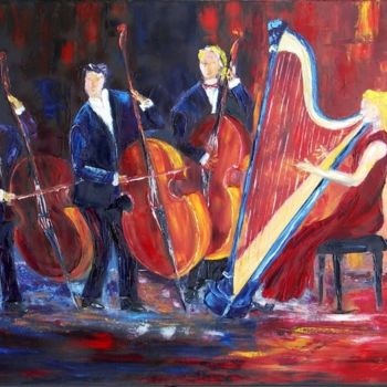 Painting titled "QUATUOR avec Harpe" by Charles Bailly, Original Artwork, Oil