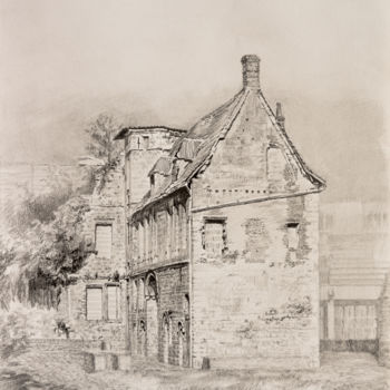 Tekening getiteld "Refuge de l'abbaye…" door Charles Dubus, Origineel Kunstwerk, Grafiet