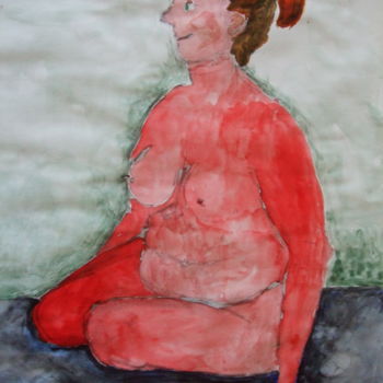 Картина под названием "Glad röd modell" - Charlotta Malm, Подлинное произведение искусства