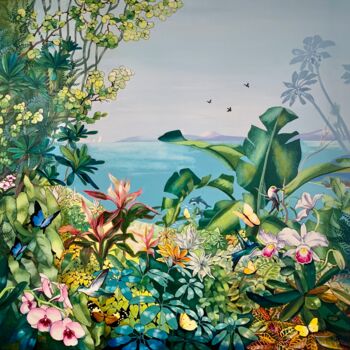Painting titled "Harmonie tropicale" by Charlotte Lachapelle, Original Artwork, Acrylic