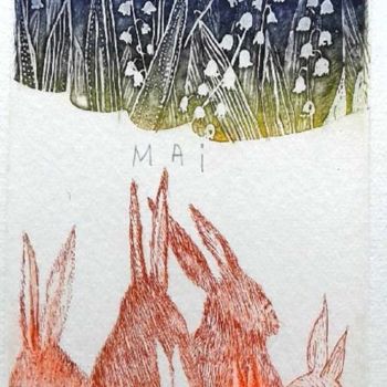 Printmaking titled "Ciel de Printemps -…" by Charlotte Reine, Original Artwork, Etching