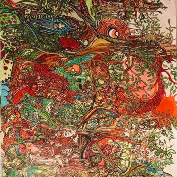 Painting titled "La Forêt et ses Sec…" by Charly Araña, Original Artwork, Acrylic