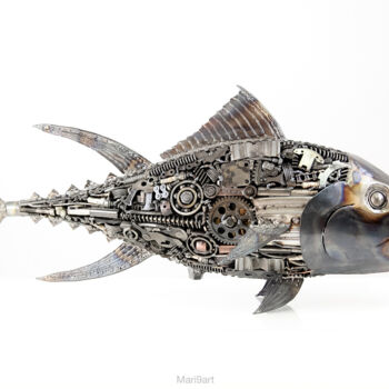 Sculpture titled "Fish metal art scul…" by Chatree Choorachatatorn (Mari9art), Original Artwork, Metals
