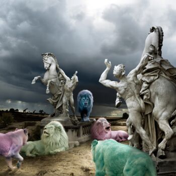 Картина под названием "Candy Lions (Frame…" - Cheraine Collette, Подлинное произведение искусства, Цифровая живопись Установ…