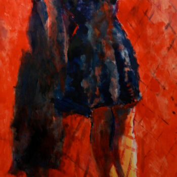 Painting titled "Red Shoes" by Chiara Abbaticchio, Original Artwork, Oil Mounted on Wood Stretcher frame