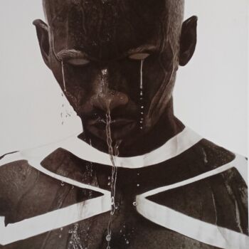 Dibujo titulada "The last drop" por Chidi Chibueze, Obra de arte original, Carbón
