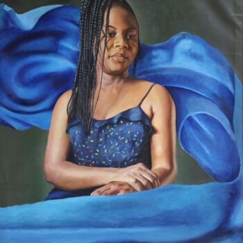 Ζωγραφική με τίτλο "VELVET SERENITY" από Chidiebere Umeasiegbu, Αυθεντικά έργα τέχνης, Λάδι