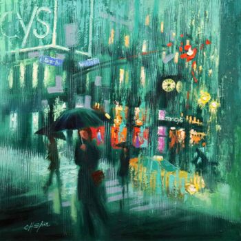 Pintura titulada "Passing Macy's in R…" por Chin H Shin, Obra de arte original, Oleo Montado en Bastidor de camilla de madera