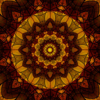 Digitale Kunst getiteld "Wood Bliss Mandala" door China Alicia Rivera, Origineel Kunstwerk, 2D Digital Work
