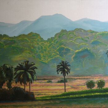Schilderij getiteld "coconut-trees-in-th…" door Chinmaya Br, Origineel Kunstwerk