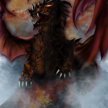 Digital Arts titled "Dragon de Terre" by Chloé A., Original Artwork, Digital Painting