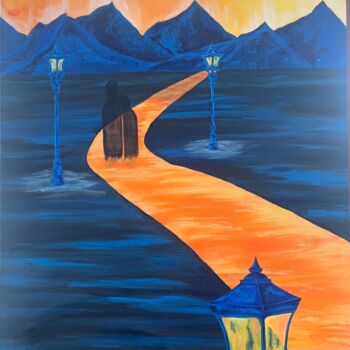 Pintura titulada "Desert de réflexion" por Chloé Menon, Obra de arte original, Acrílico Montado en Bastidor de camilla de ma…