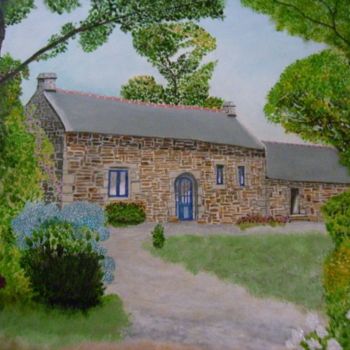 Painting titled "maison bretonne aux…" by Choiseul, Original Artwork, Oil