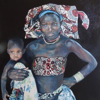 "Mother and son" başlıklı Tablo Choumissa Vivien tarafından, Orijinal sanat, Petrol