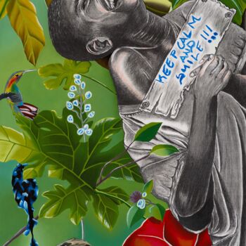 Peinture intitulée "Réflexion sur le so…" par Chrice Mayouma, Œuvre d'art originale, Huile