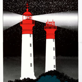 Printmaking titled "Phares de l'île d'A…" by Chrisgraphie, Original Artwork, Screenprinting