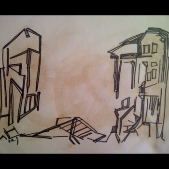 Dessin intitulée "Invisible Town 17" par Chris.Sopena, Œuvre d'art originale